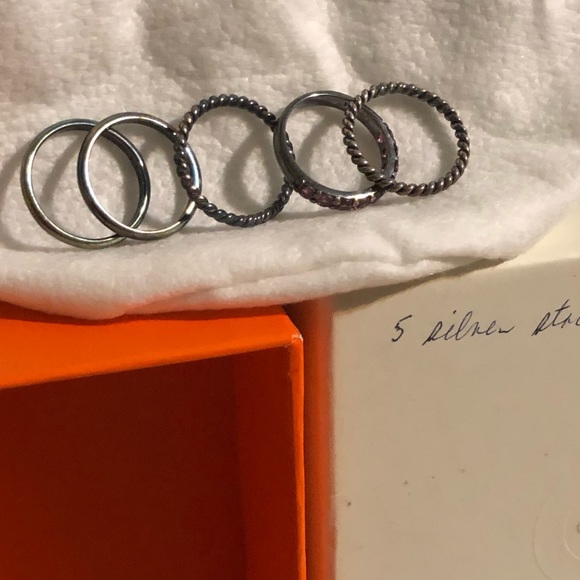 5 silver stack rings - Picture 3 of 6